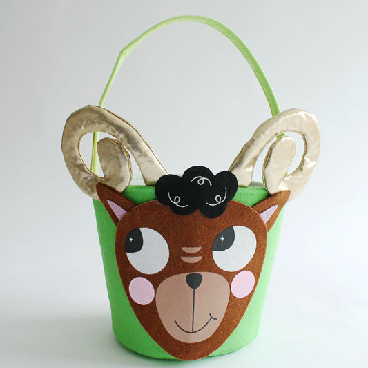 Eid al Adha Basket in the design of a ram animal. Shop at Hello Holy Days!