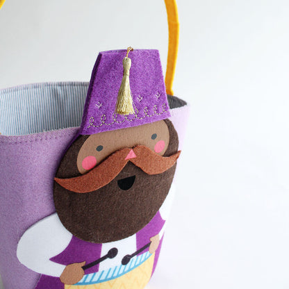 Ramadan Drummer basket, sideview, available to shop at Hello Holy Days.